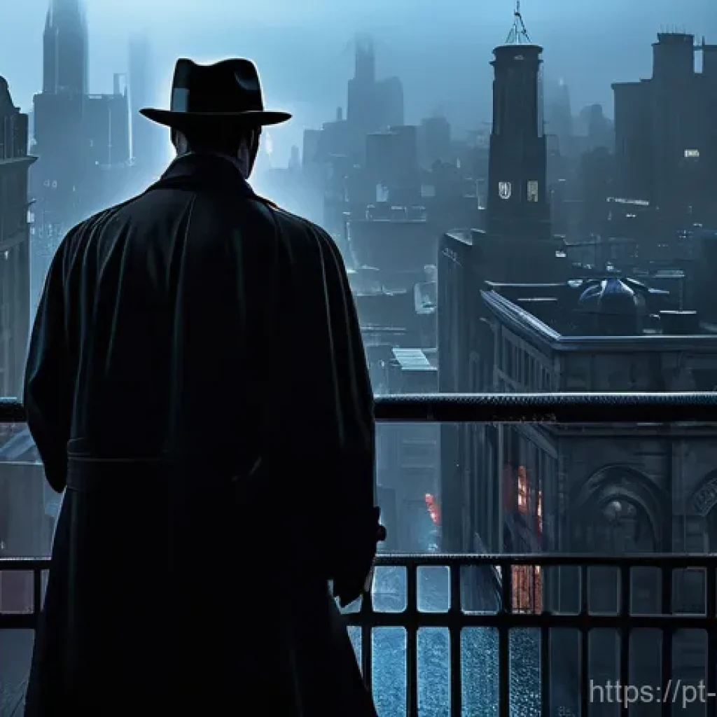 DC 유니버스 촬영된 장소 - **Gotham City - Midnight Vigil**
A lone, fully clothed figure in a dark, practical trench coat a...