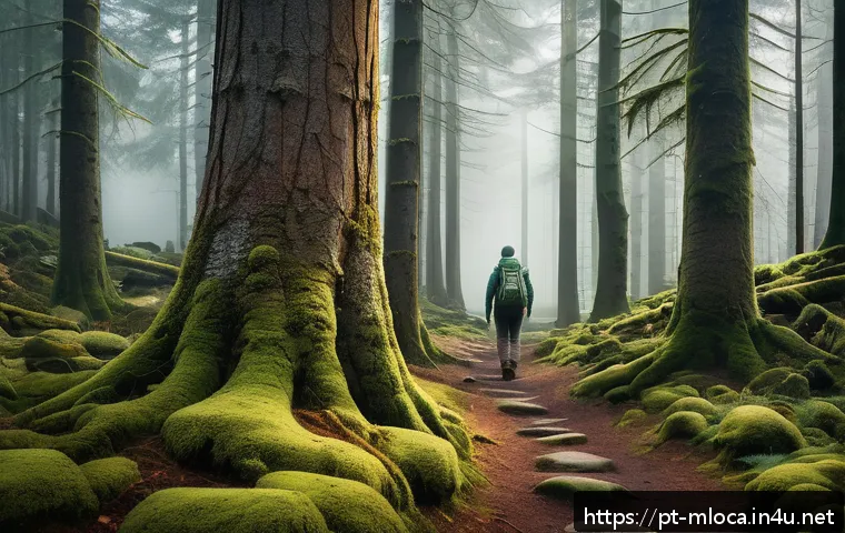 토르 영화 속 북유럽 명소 - Enchanted Scandinavian forest scene inspired by Norwegian and Swedish national parks, dense ancient ...